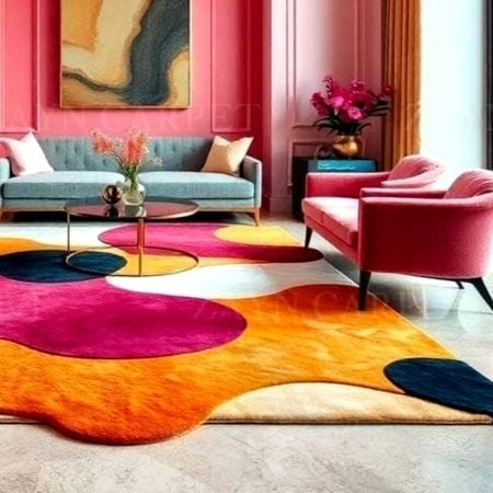 Handmade Colorful Abstract Living Room Rug